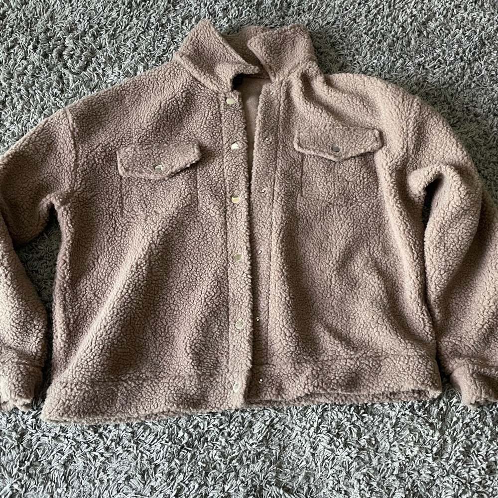 SHEIN Oversized Brown Fuzzy Jacket